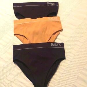 Hanes Originals 3 pack Seamless Rib Hi-Rise Cheeky Panties Underwear Large